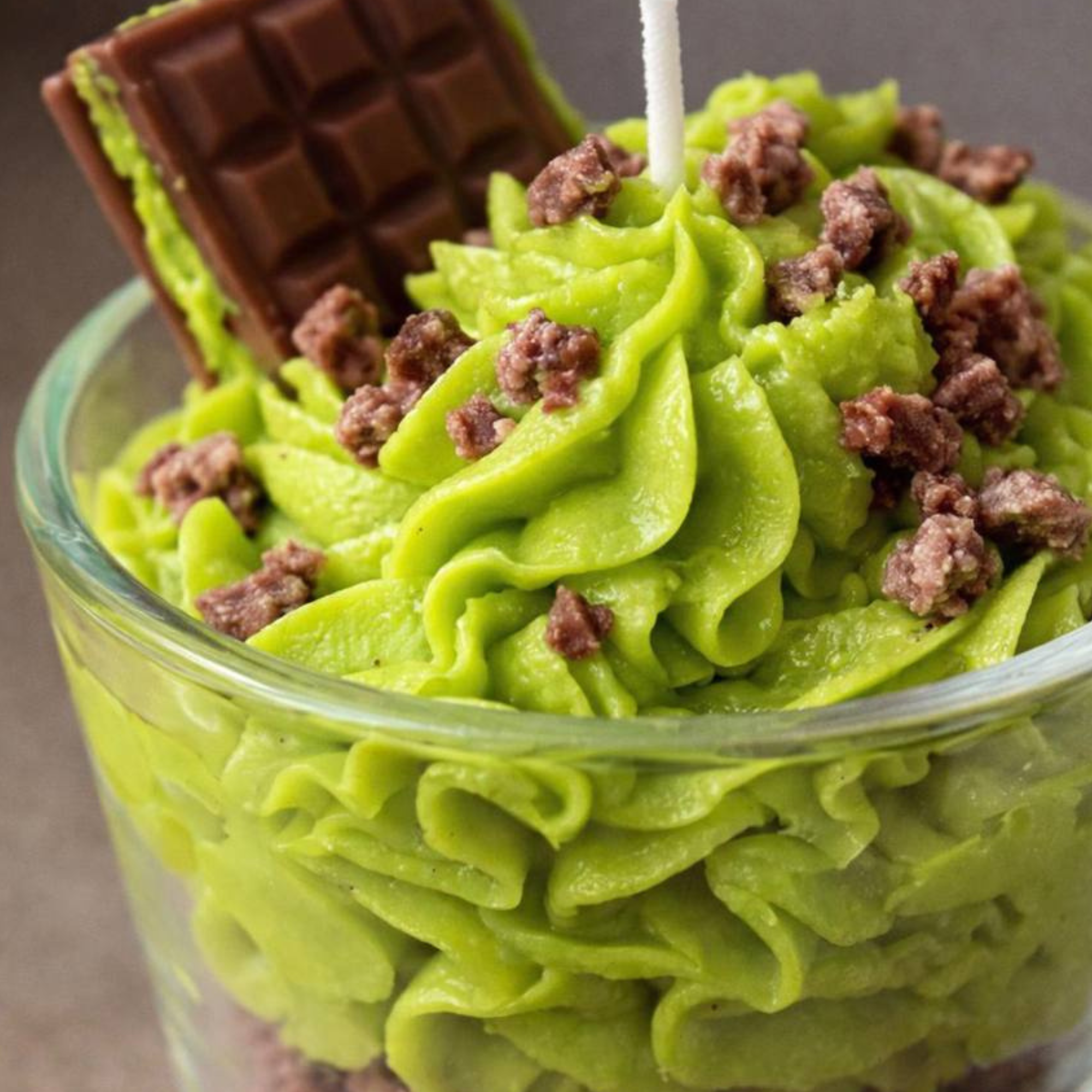 Dubai-Inspired Chocolate Pistachio Dessert Candle