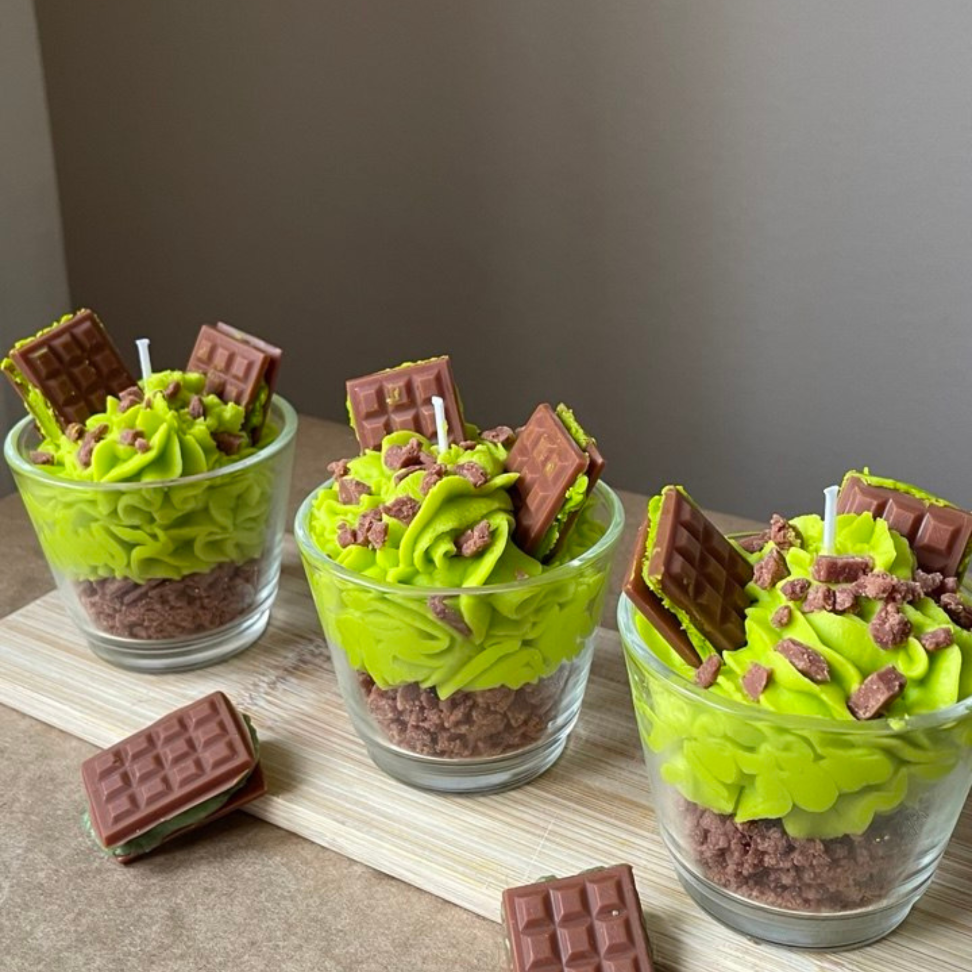 Dubai-Inspired Chocolate Pistachio Dessert Candle